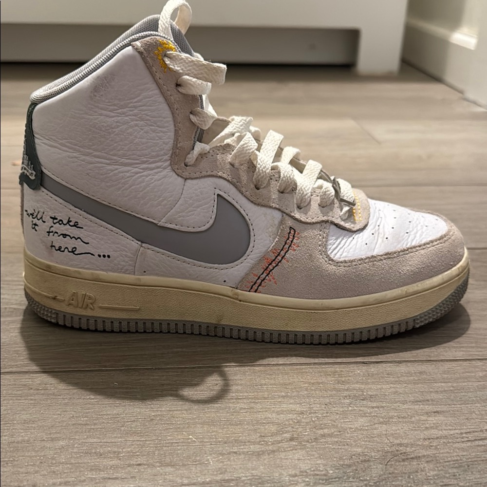 Nike Air Force 1 High Top Sneakers - White and Gray